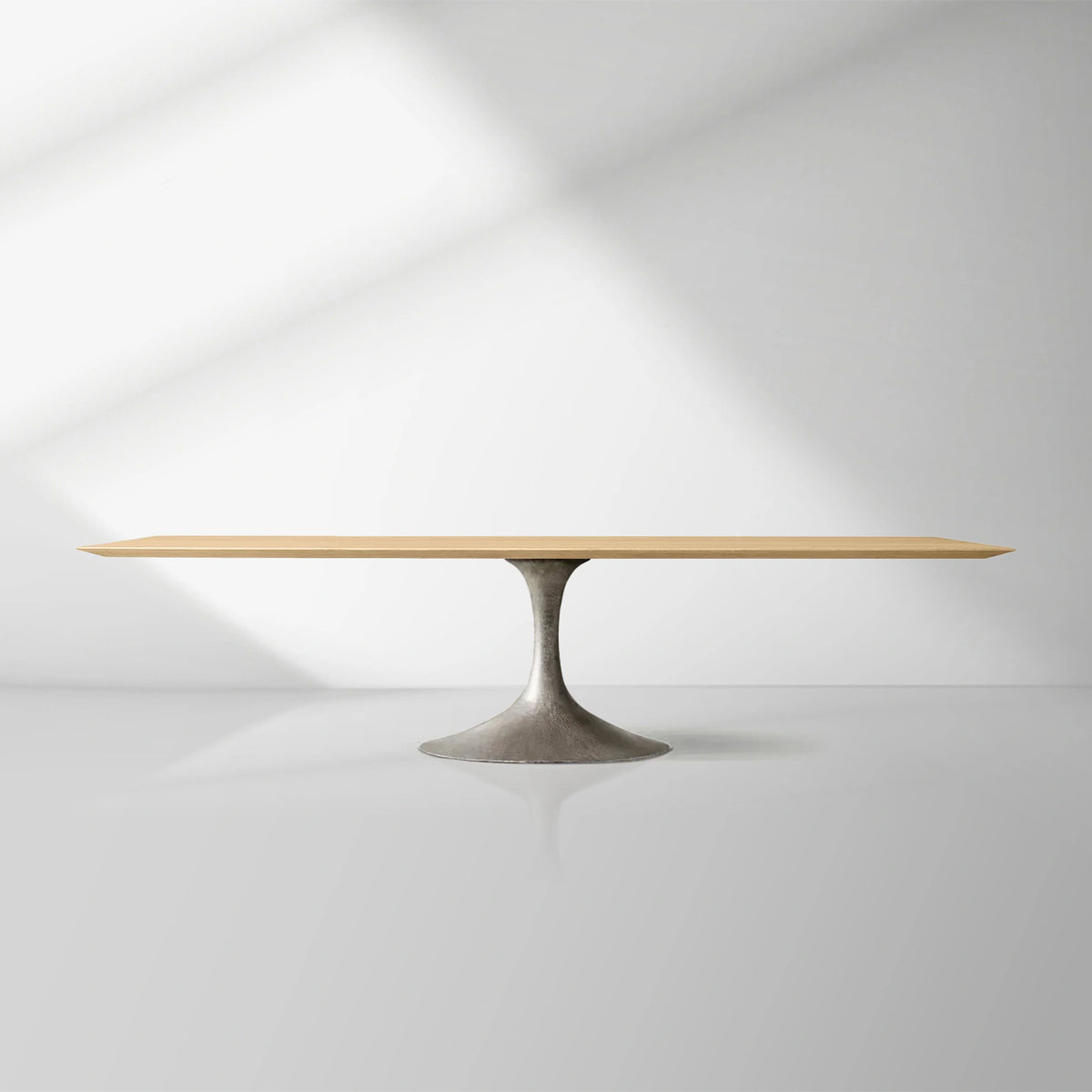 Aero Wood Rectangle Dining Table with Matte Steel Base
