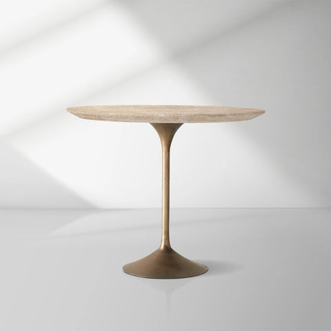 Aero Handcrafted Stone Bistro Table with Steel Base