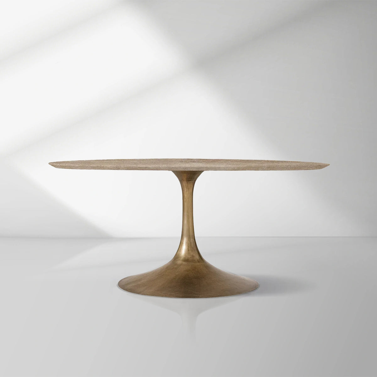 Aero Round Organic Stone Dining Table with Steel Base