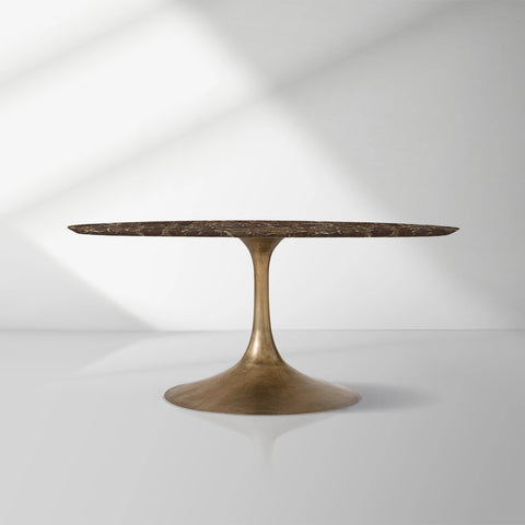 Aero Round Organic Stone Dining Table with Steel Base