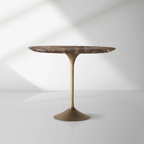 Aero Handcrafted Stone Bistro Table with Steel Base