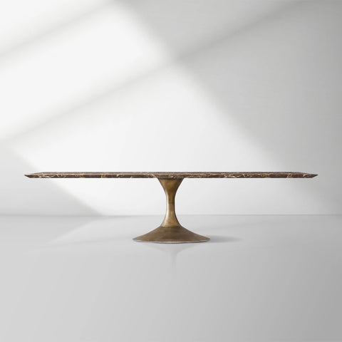 Aero Mid-Century Modern Stone Top Dining Table with Matte Steel Base