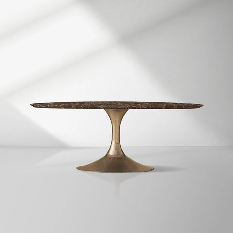Aero Natural Stone Oval Dining Table with Steel Base