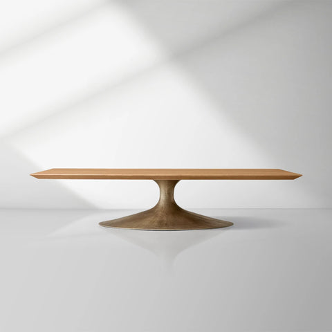 Aero Mid-Century Modern Wood Coffee Table with Cast Steel Base