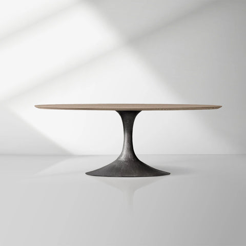 Aero Mid-Century Modern Oval Dining Table with Steel Base
