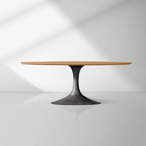 Aero Mid-Century Modern Oval Dining Table with Steel Base