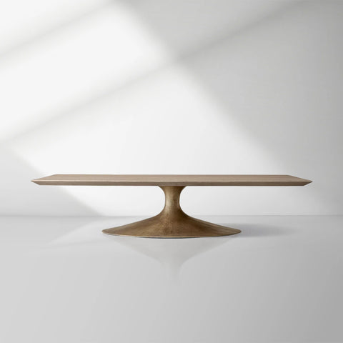 Aero Mid-Century Modern Wood Coffee Table with Cast Steel Base