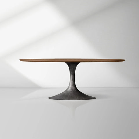 Aero Mid-Century Modern Oval Dining Table with Steel Base