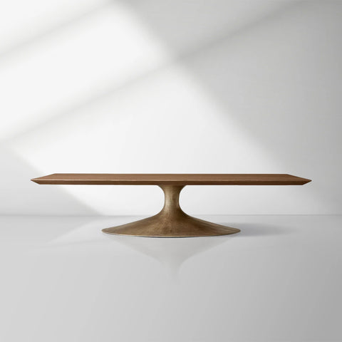 Aero Mid-Century Modern Wood Coffee Table with Cast Steel Base