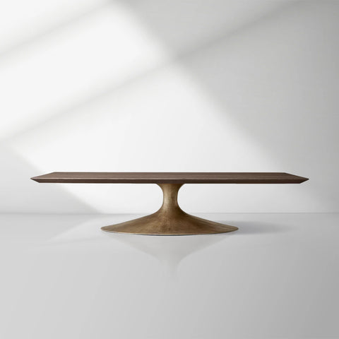 Aero Mid-Century Modern Wood Coffee Table with Cast Steel Base