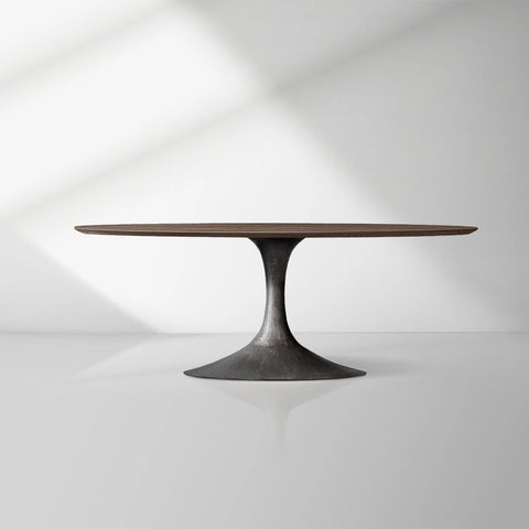 Aero Mid-Century Modern Oval Dining Table with Steel Base