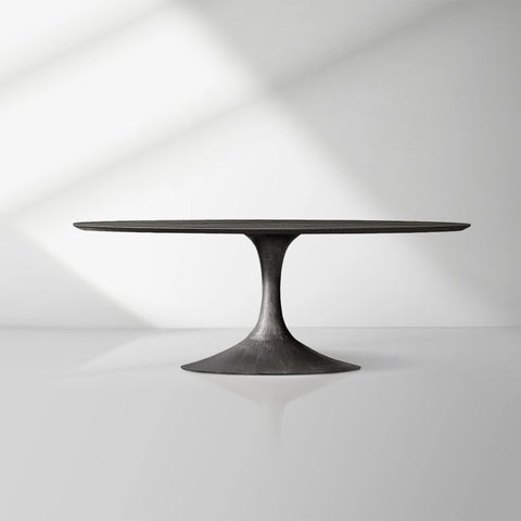Aero Mid-Century Modern Oval Dining Table with Steel Base