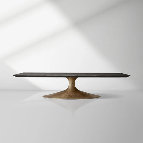 Aero Mid-Century Modern Wood Coffee Table with Cast Steel Base