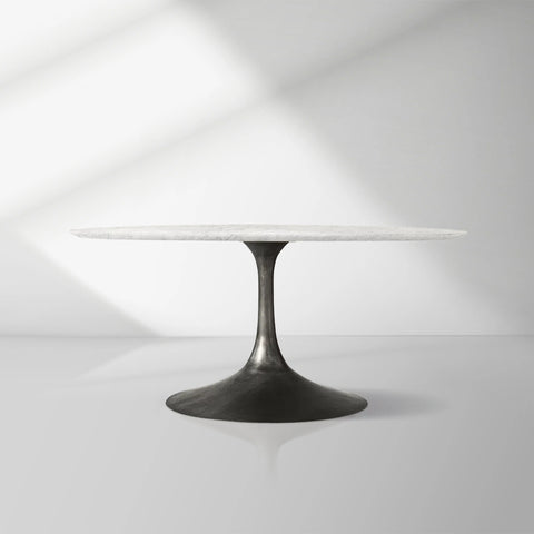 Aero Round Organic Stone Dining Table with Steel Base