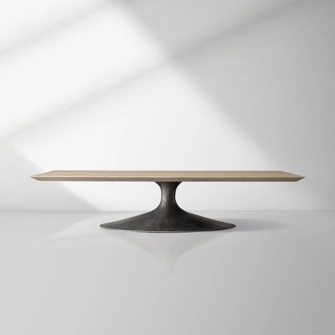 Aero Mid-Century Modern Wood Coffee Table with Cast Steel Base