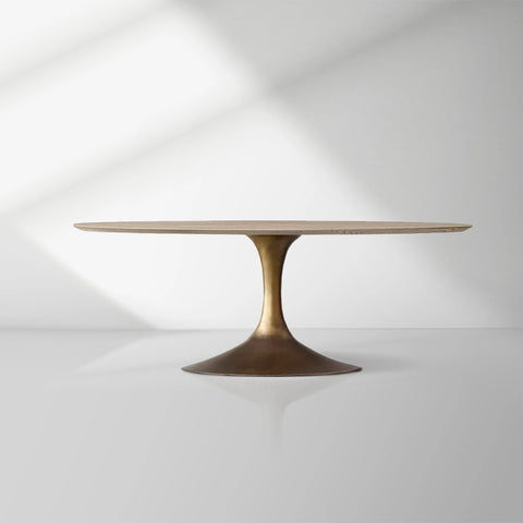 Aero Mid-Century Modern Oval Dining Table with Steel Base