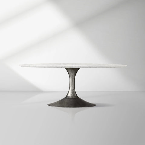 Aero Natural Stone Oval Dining Table with Steel Base