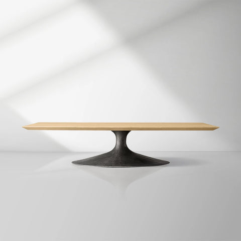 Aero Mid-Century Modern Wood Coffee Table with Cast Steel Base