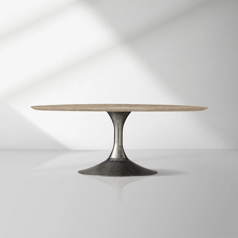 Aero Natural Stone Oval Dining Table with Steel Base