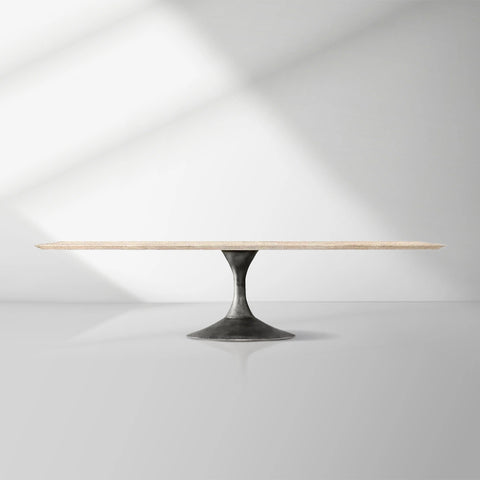Aero Mid-Century Modern Stone Top Dining Table with Matte Steel Base
