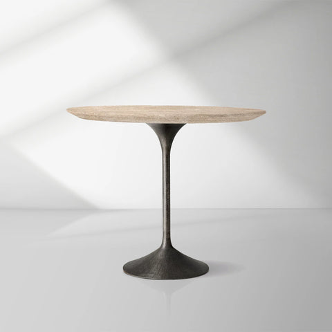 Aero Handcrafted Stone Bistro Table with Steel Base
