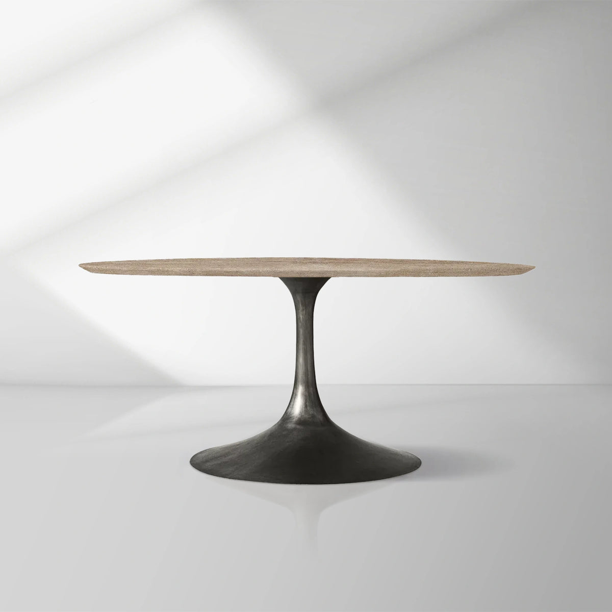 Aero Round Organic Stone Dining Table with Steel Base