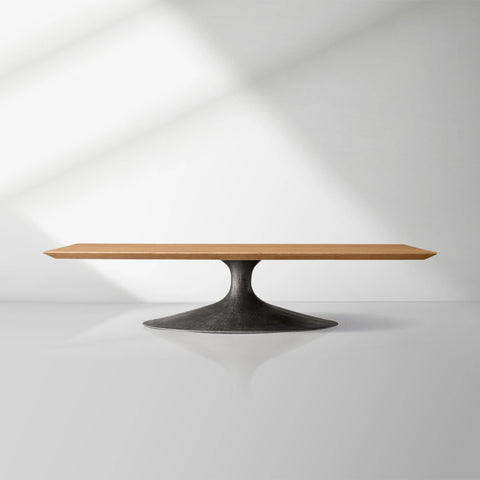 Aero Mid-Century Modern Wood Coffee Table with Cast Steel Base