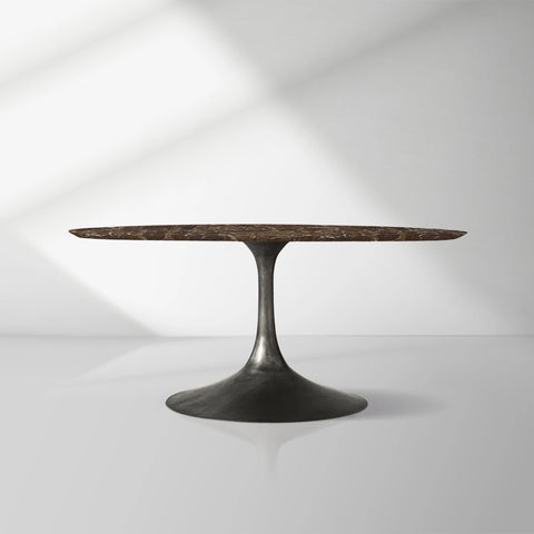 Aero Round Organic Stone Dining Table with Steel Base