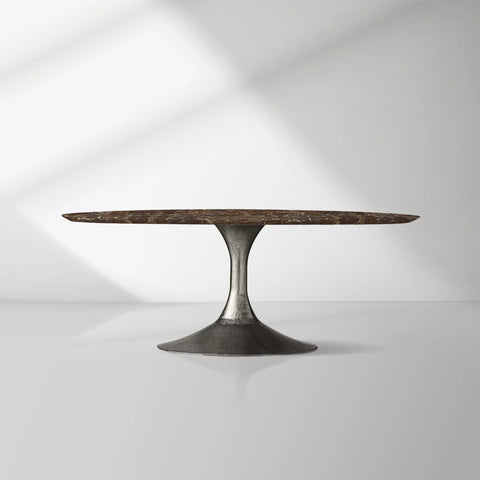 Aero Natural Stone Oval Dining Table with Steel Base