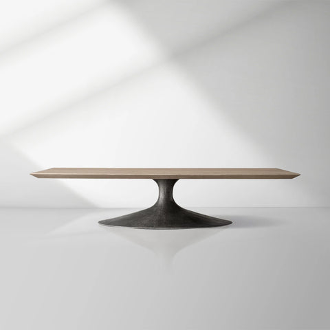 Aero Mid-Century Modern Wood Coffee Table with Cast Steel Base
