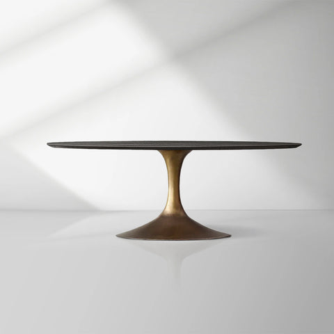 Aero Mid-Century Modern Oval Dining Table with Steel Base