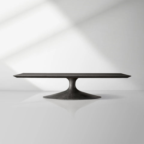 Aero Mid-Century Modern Wood Coffee Table with Cast Steel Base
