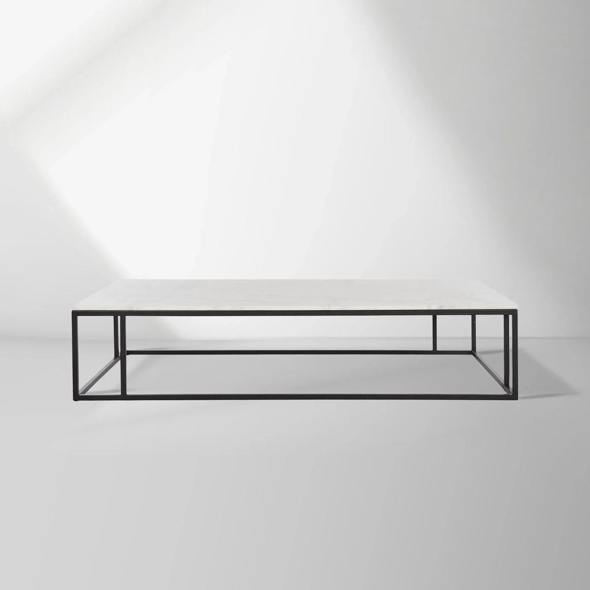 Nomad Rectangular White Marble Coffee Table Living Room Center Tea Table With Steel Base
