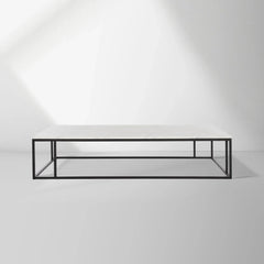 Nomad Rectangular White Marble Coffee Table Living Room Center Tea Table With Steel Base