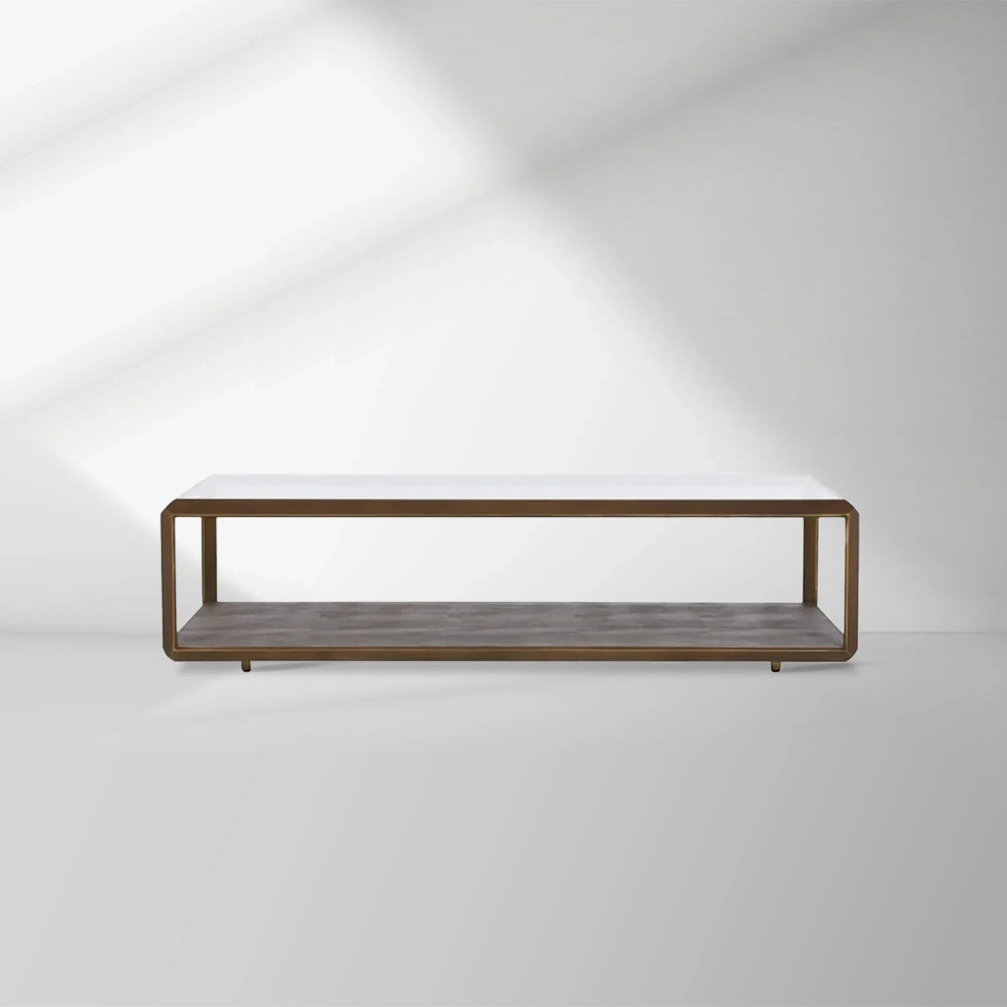 Max Rectangular Glass Coffee Table Faux Shagreen Living Room Center Tea Table