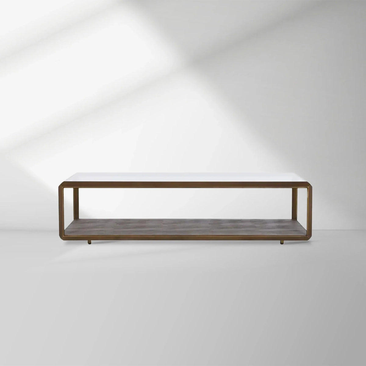 Max Rectangular Glass Coffee Table Faux Shagreen Living Room Center Tea Table