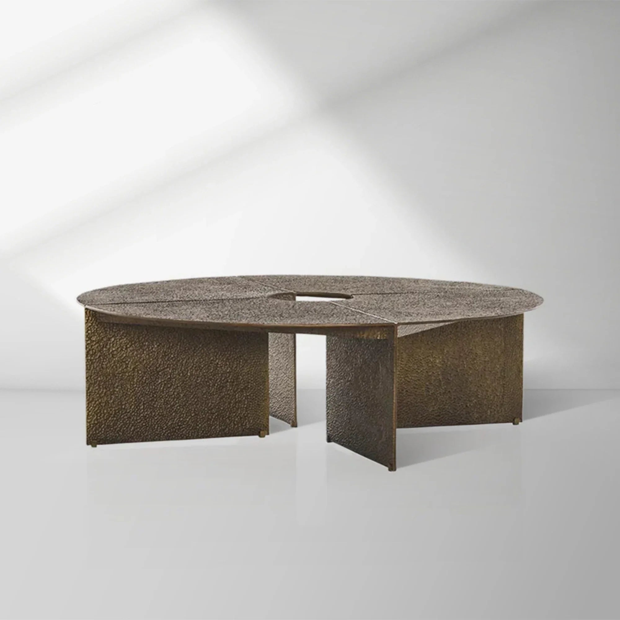 Bowie Hammered Cast Coffee Table Aluminum Sofa Center Tea Table in Antiqued Bronze