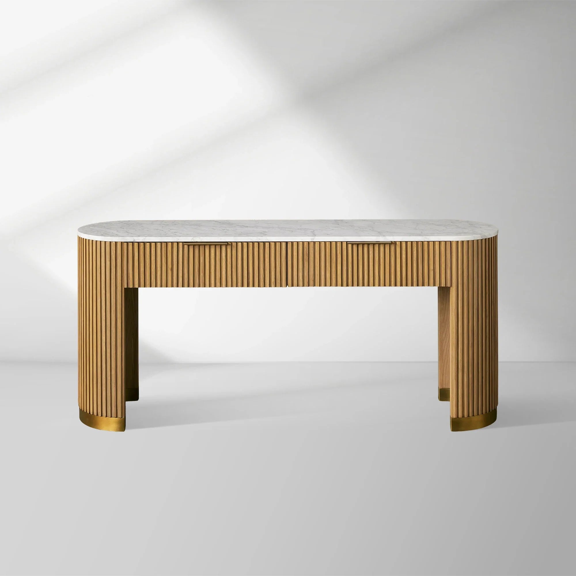 Finnley Stone Top Storage Console Solid Wood Hallway Entryway Table Entrance Cabinet With Drawers