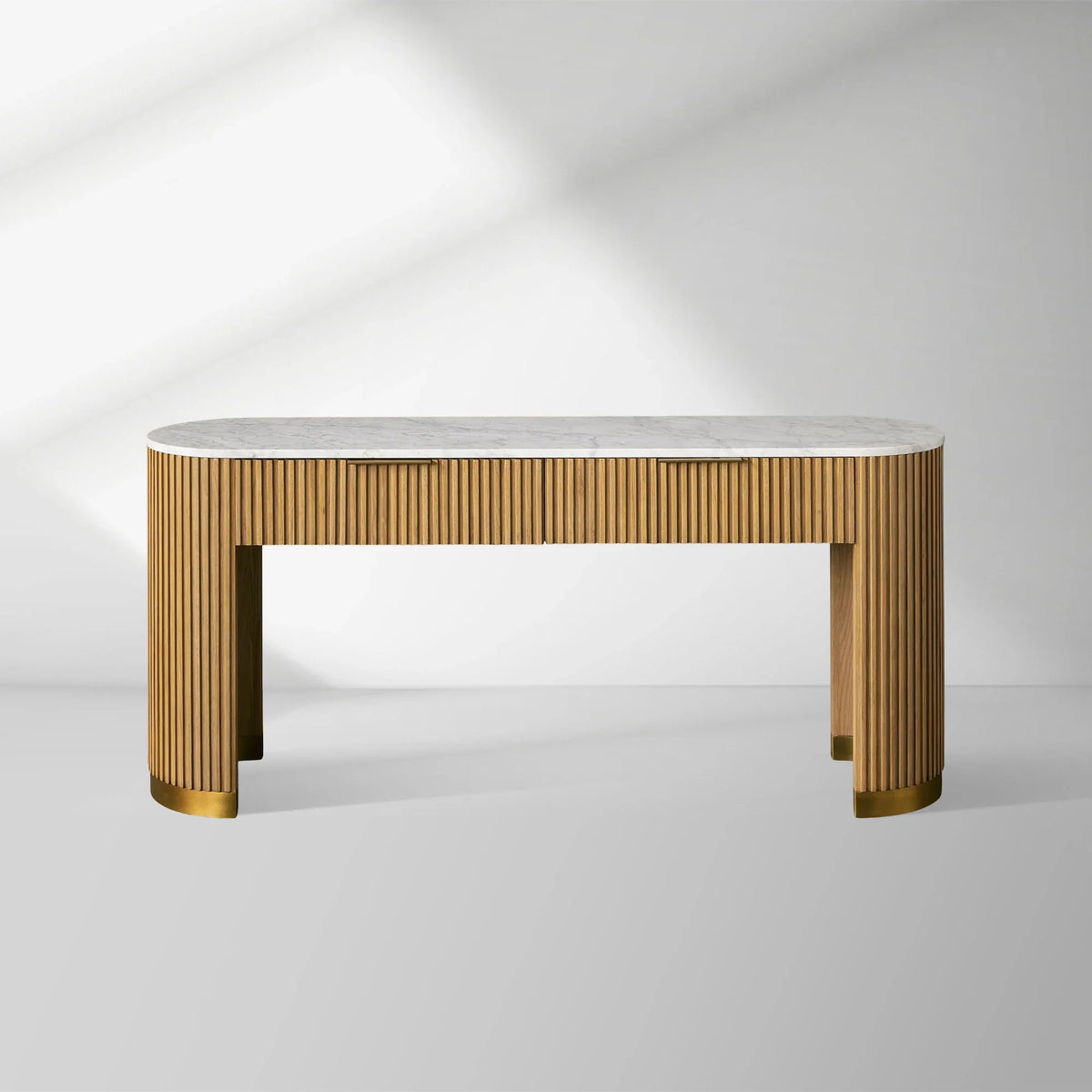 Finnley Stone Top Storage Console Solid Wood Hallway Entryway Table Entrance Cabinet With Drawers