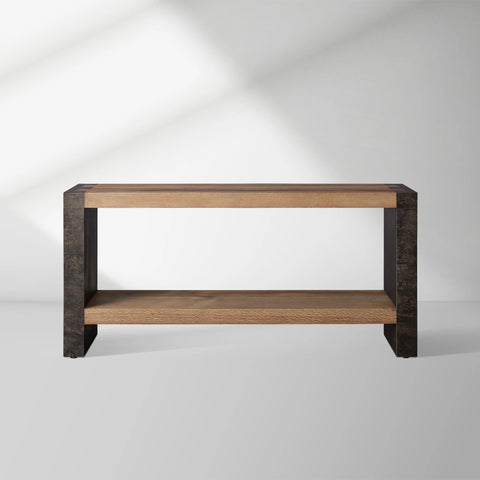 Telluride Entryway Console Table Reclaimed Oak Hallway Entrance Table With Steel Base