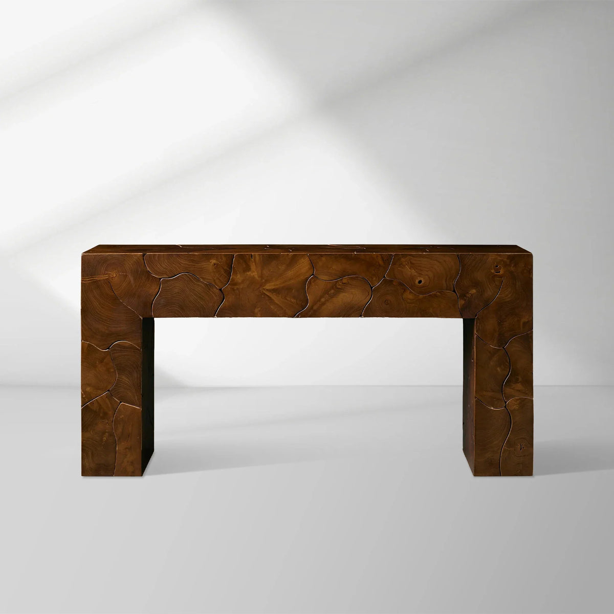 Kalmar Teak Entrance Console Table Hand-pieced Wood Hallway Entryway Table