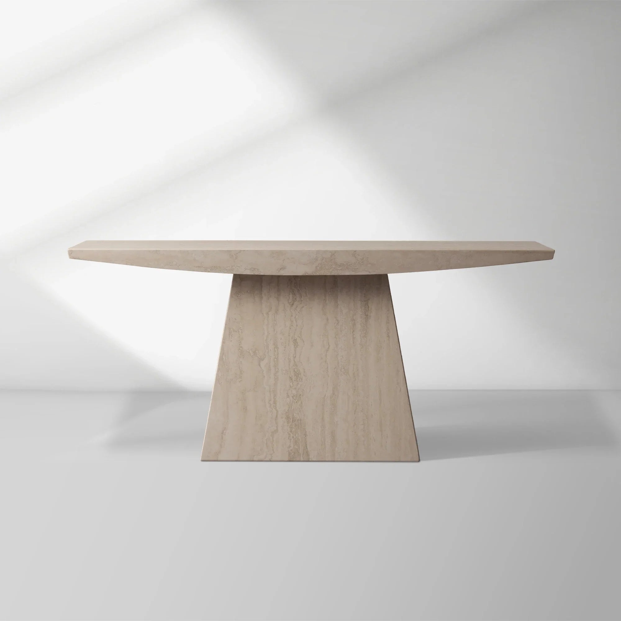 Ilaria Stone Entrance Console Table in Light Travertine Hallway Entryway Table