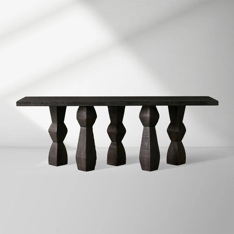 Rye Mango Wood Sculptural Entryway Console Vintage Hallway Entrance Table