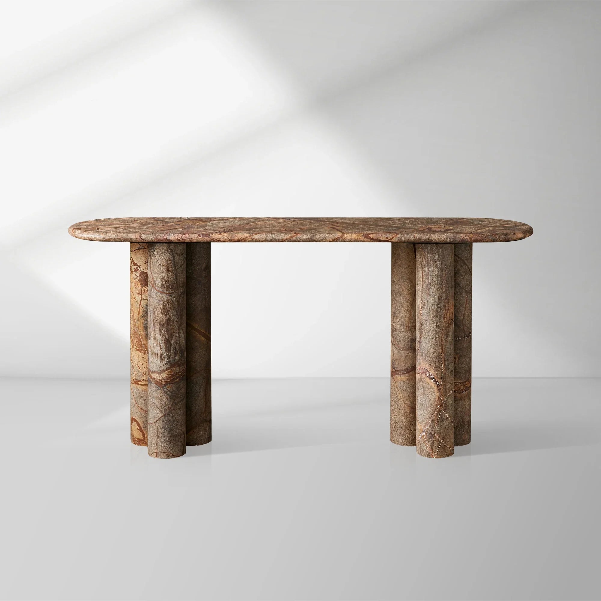 Serafin Natural Stone Entryway Console Table Vintage Hallway Entrance Table With column legs