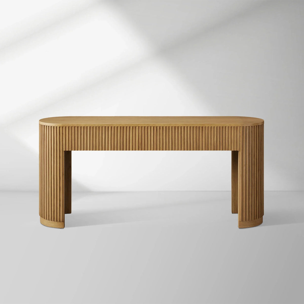 Finnley Reeded Wood Console Table Rural Hallway Entryway Table