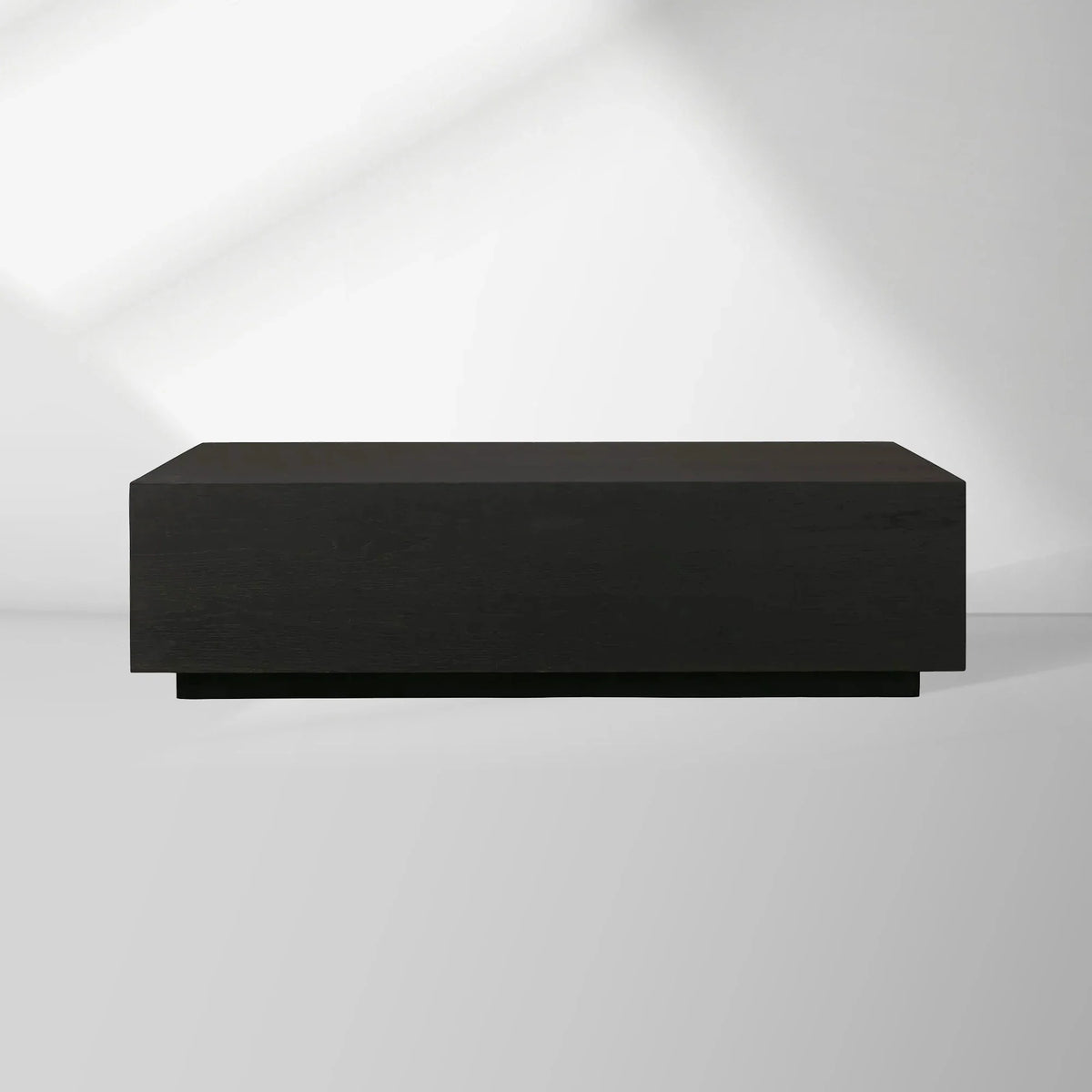 Sullivan Rectangular Oak Coffee Table Black Plinth Base Cocktail Table Wood Living Room Center Tea Table