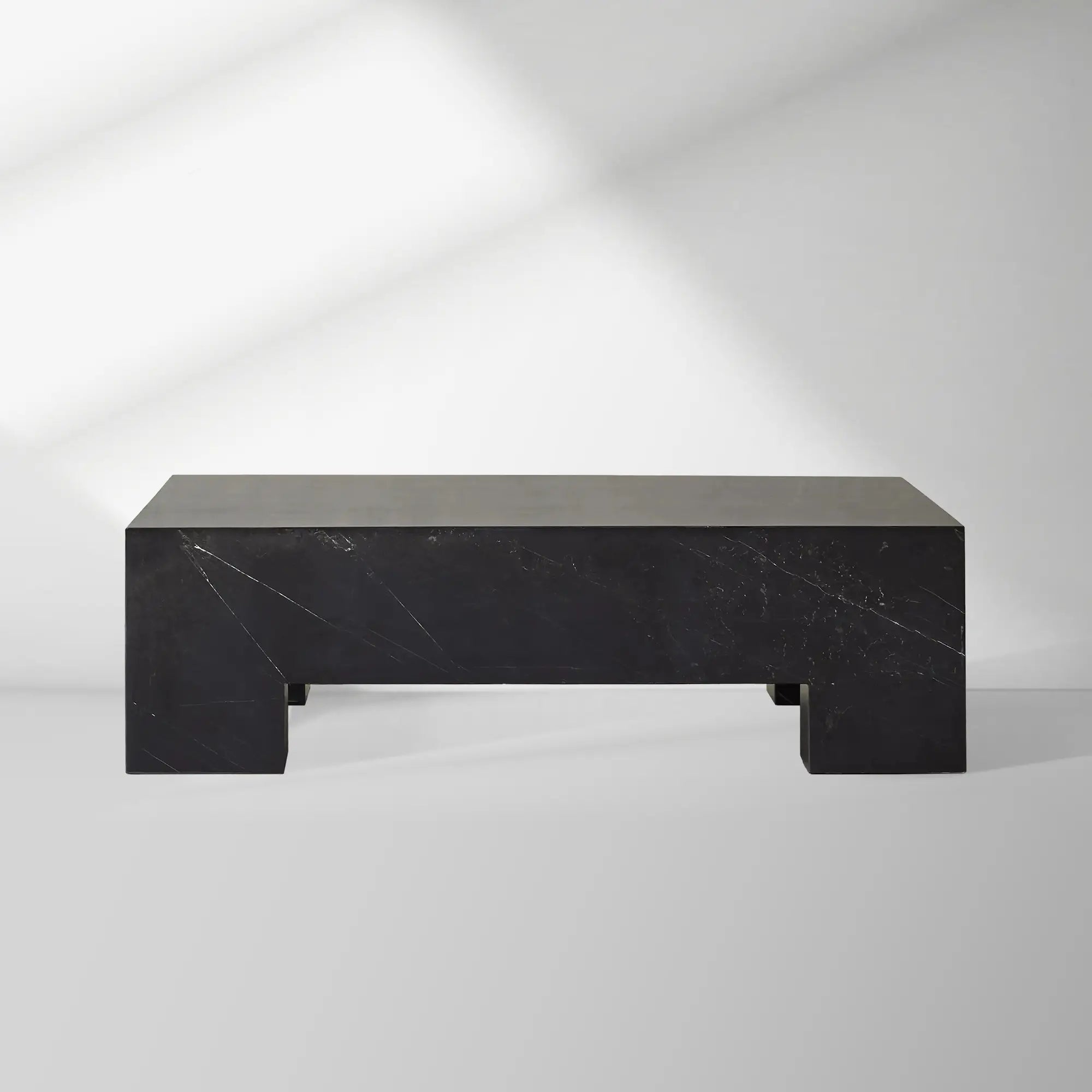 Brooklyn Black Marquina Marble Coffee Table Stone Cocktail Table Rectangle Sofa Center Tea Table