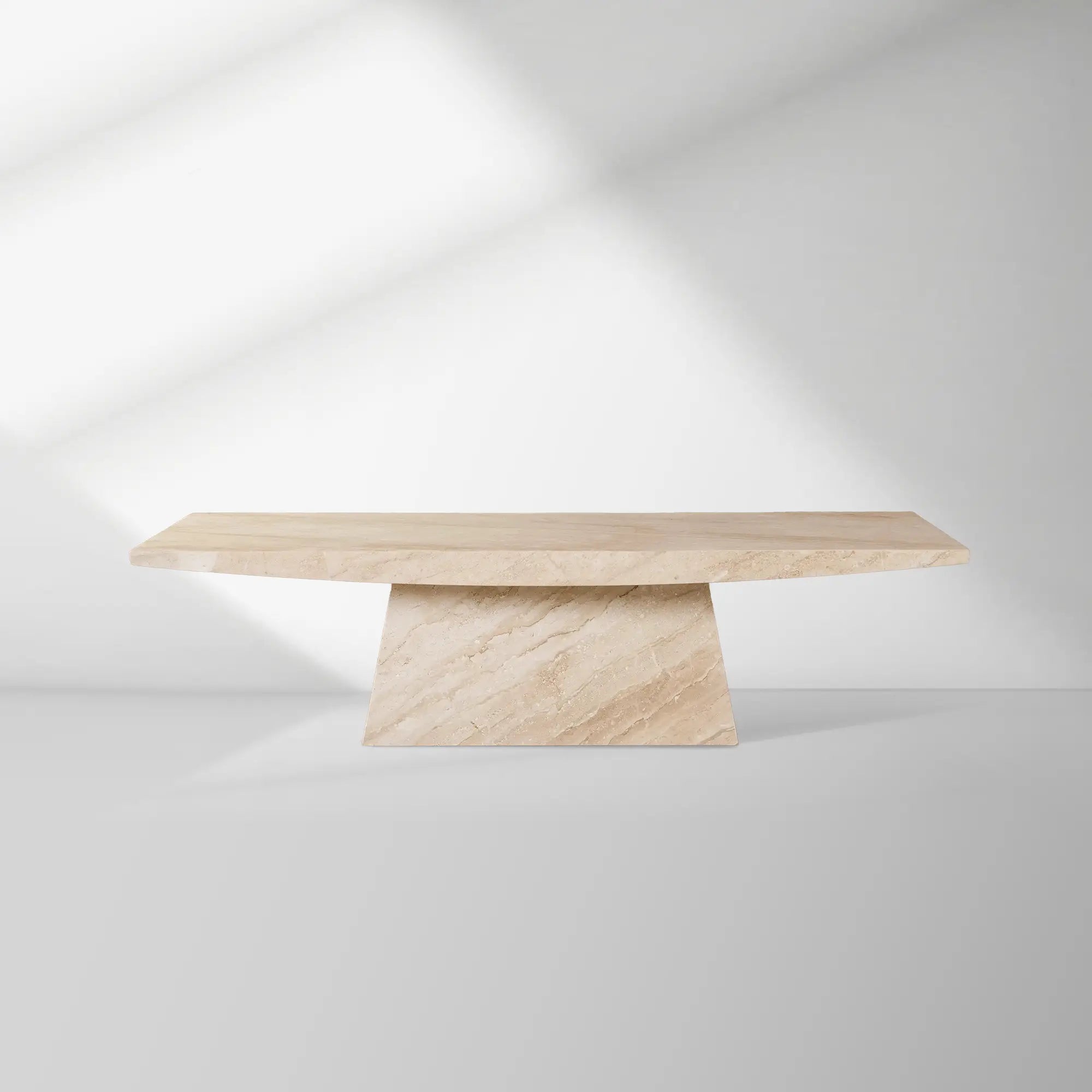 Ilaria Stone Coffee Table Beige Coralle Marble Pedestal Cocktail Table Living Room Center Tea Table