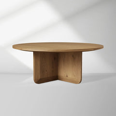 Felton Oak Wood Round Coffee Table Wood Center Tea Table Minimalist Rural Cocktail Table