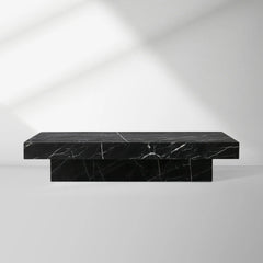 Cinzia Rectangle Stone Coffee Table Natural Marble Cocktail Table Plinth Base Sofa Center Tea Table